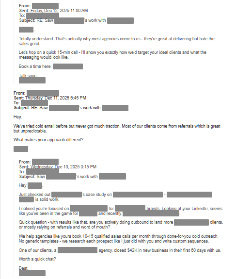 Email thread showing sales qualified lead