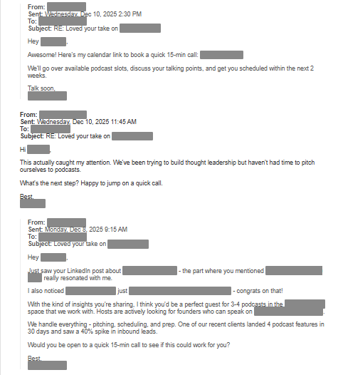 Email thread showing sales qualified lead